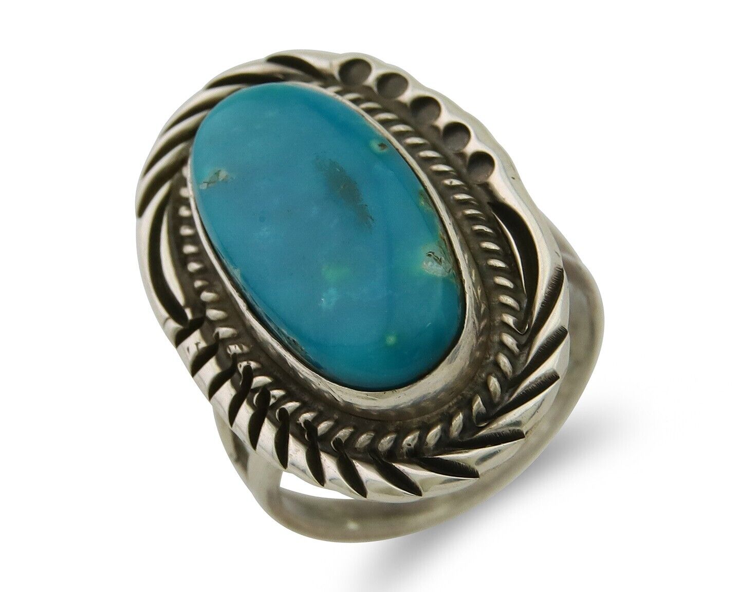 Navajo Ring 925 Sterling Silver Turquoise Native American Artist C.80's