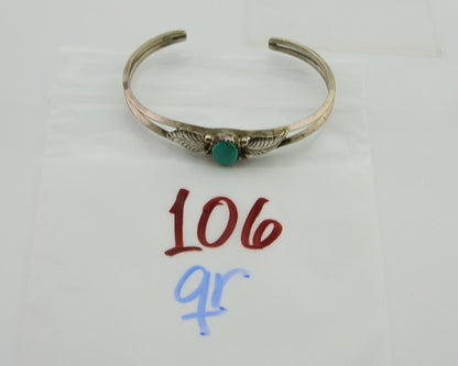 Navajo Cuff Bracelet Blue Turquoise 925 Silver Native Artist Signed BD C.80's