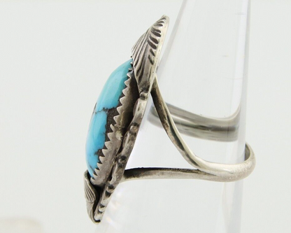 Navajo Ring .925 Silver Blue Turquoise Artist Signed Billy Eagle C.80's