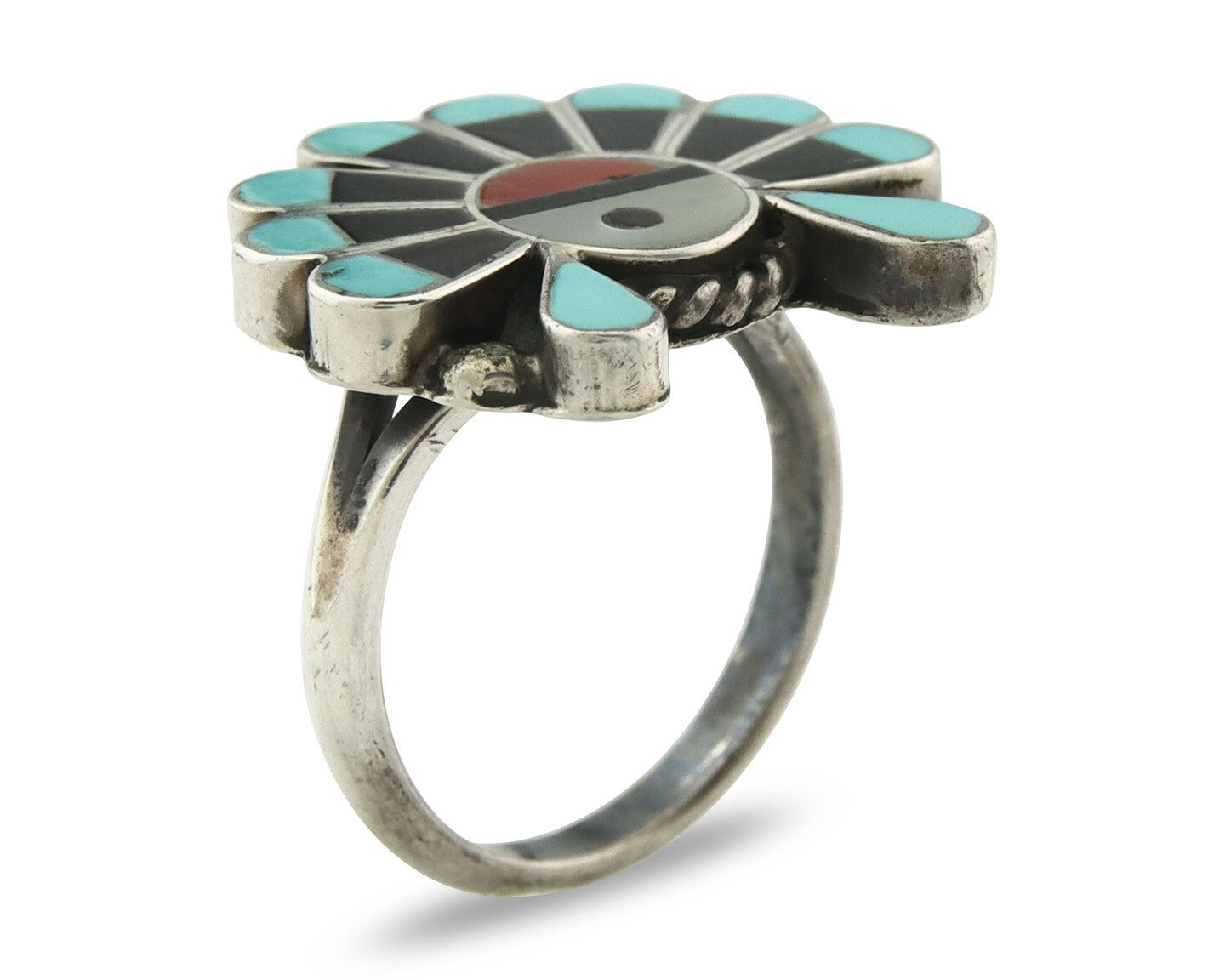 Vintage Zuni Ring 925 Sterling Silver Natural Gemstone Size 7.25