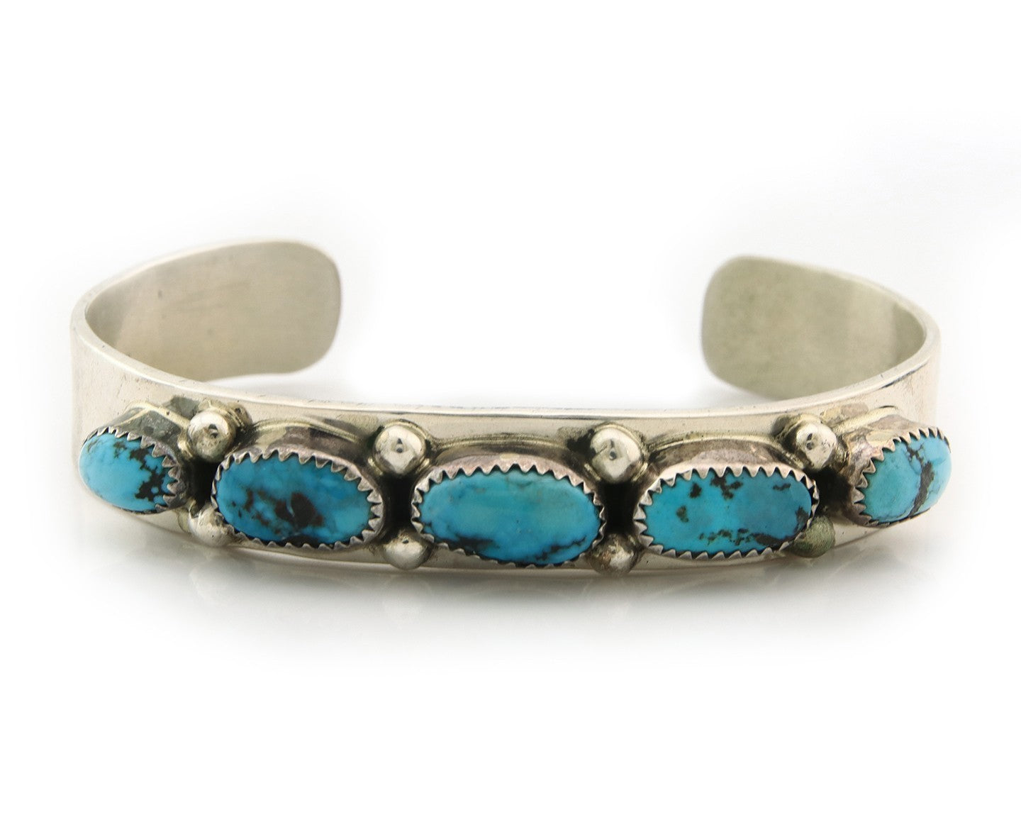 Navajo Bracelet Sterling Silver Nevada Turquoise Artist Signed C Jones