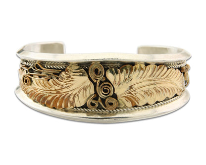 Navajo Bracelet 925 Silver & 12k Yellow Gold Filled Signed Justin Morris C.80's
