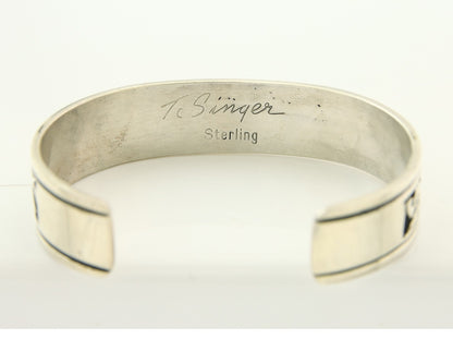 Mens's Navajo Bracelet 925 Silver Artist Signed Thomas Singer Cuff Made 1980's