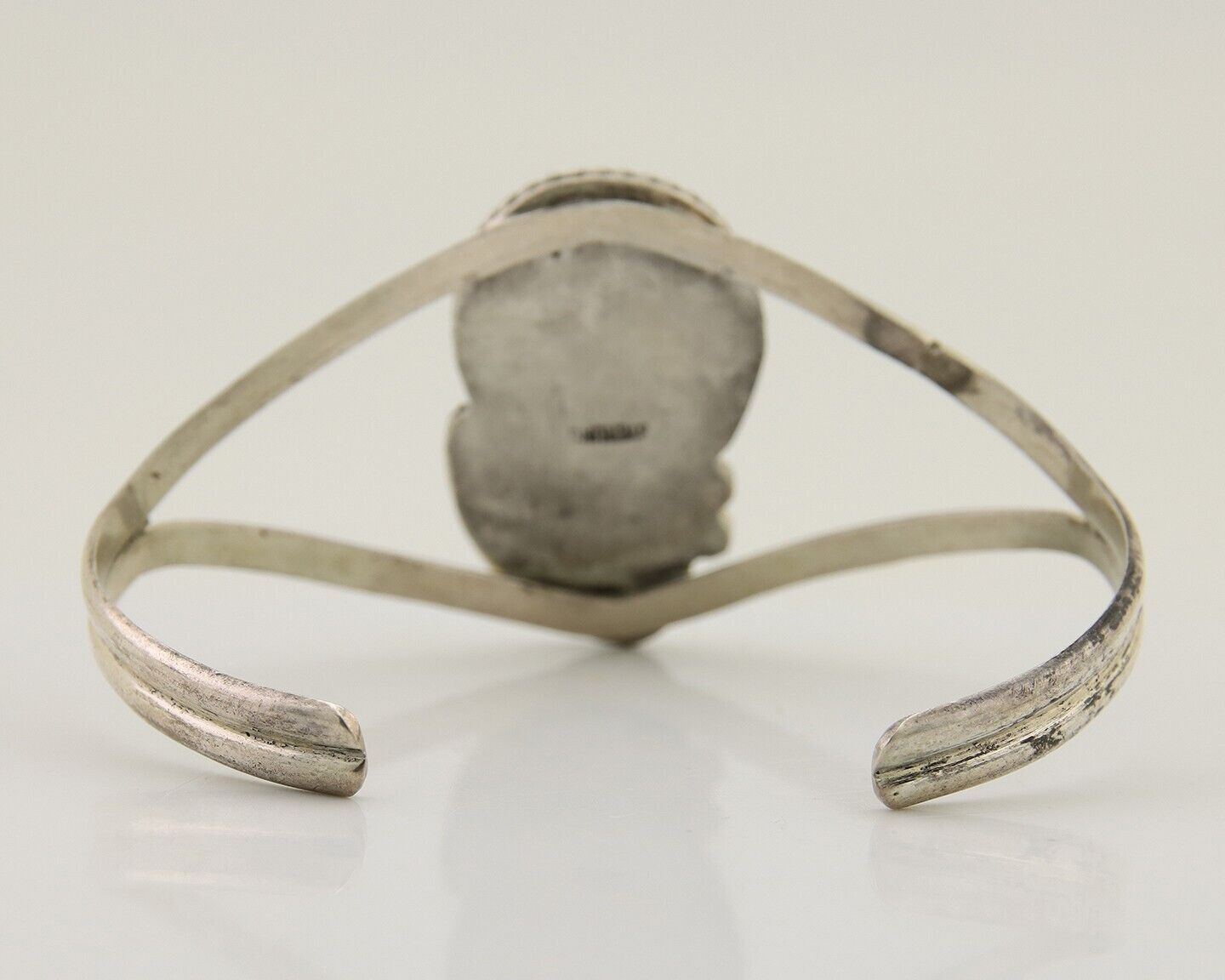 Navajo Hand Stamped Cuff Bracelet Turquoise 925 Silver Native American Artist