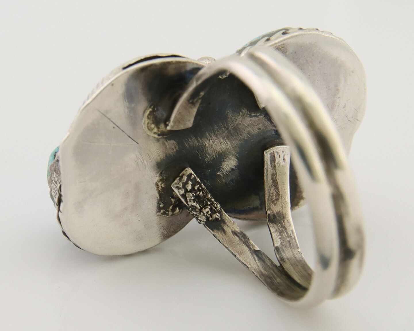 Navajo Ring 925 Silver Natural Blue Turquoise Native American Artist C.80's