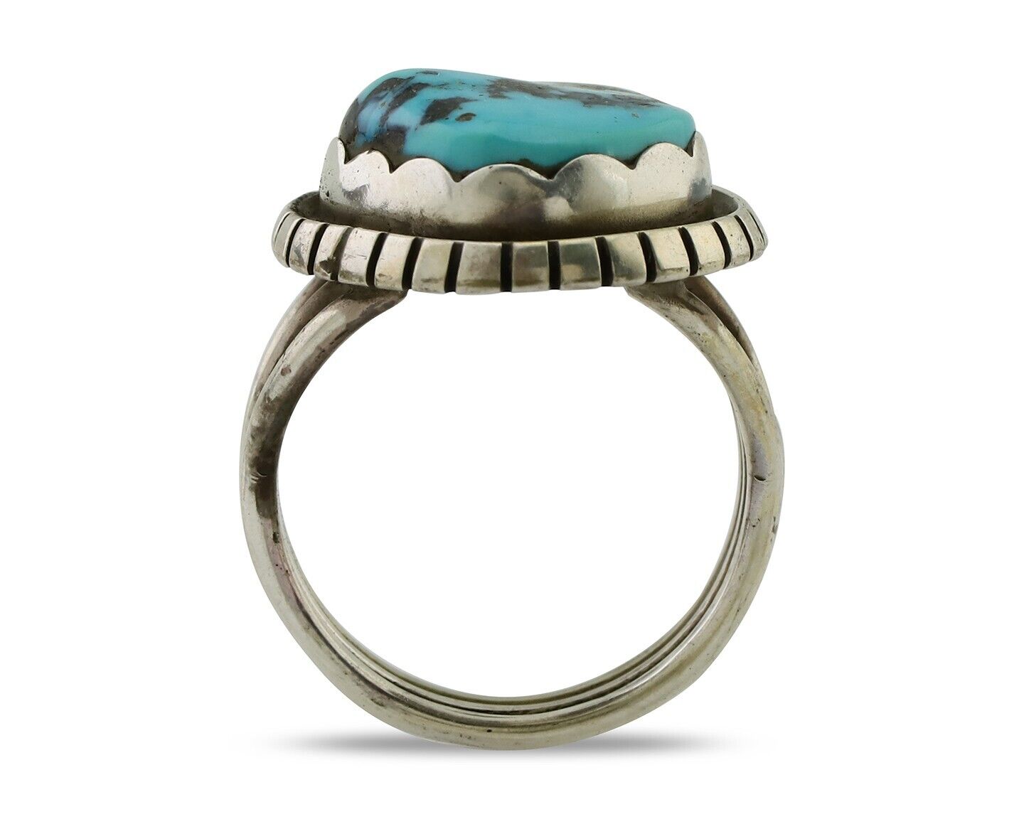 Navajo Ring 925 Silver Natural Blue Turquoise Signed Tony Guerro C.80's