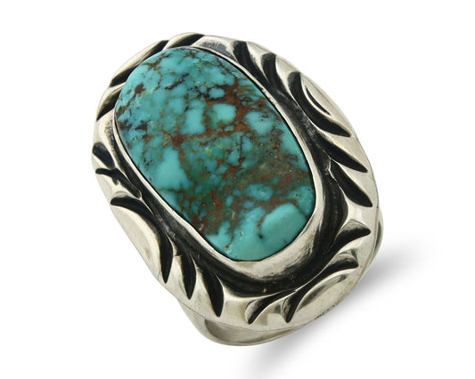 Vintage Navajo Ring 925 Sterling Silver Turquoise Signed C Montoya Size 8.25