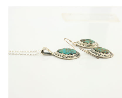 Navajo Necklace Earrings Set Sterling Silver Turquoise Vintage Signed Begay