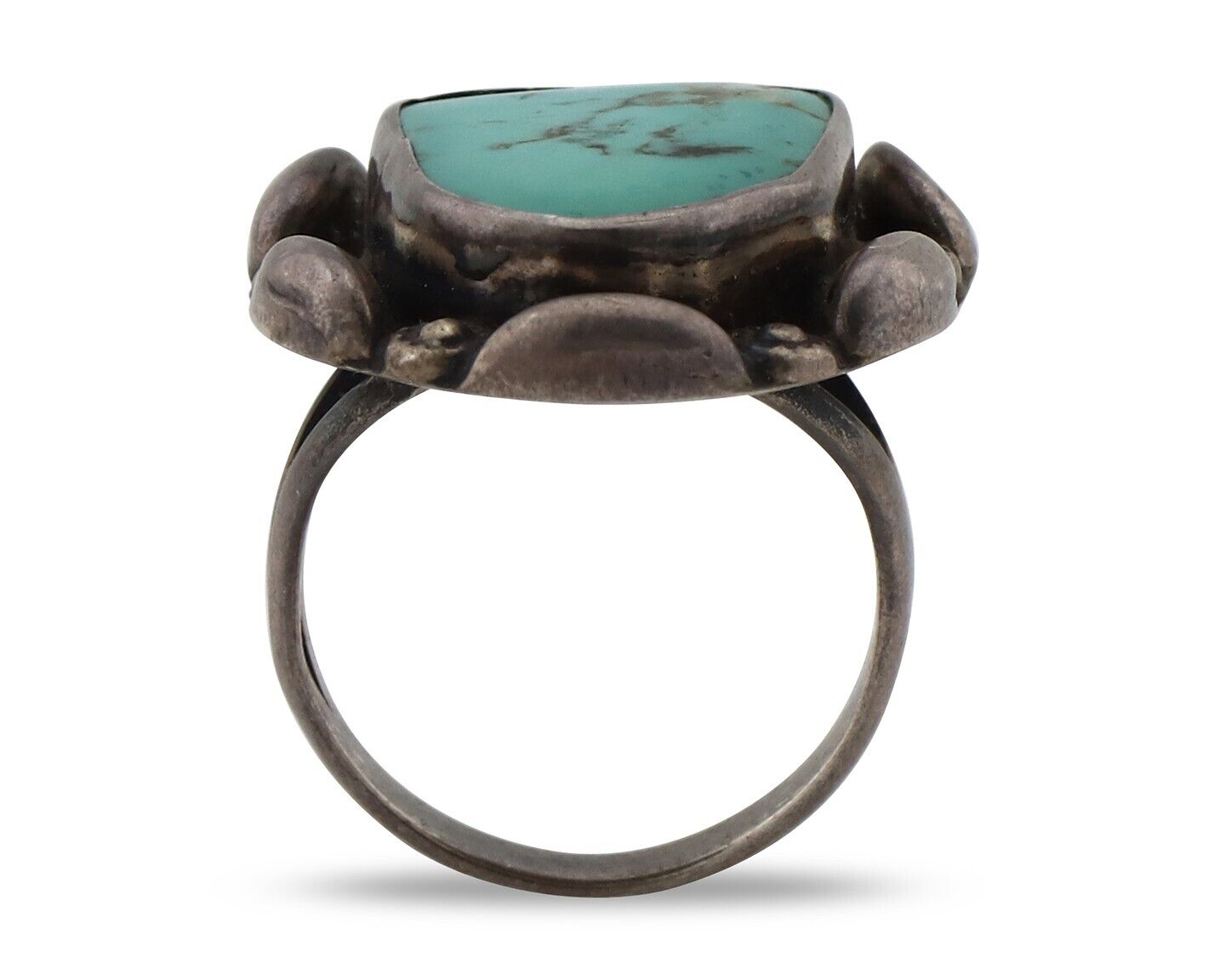 Navajo Ring 925 Silver Turquoise Artist Signed Rabbit Stick C.70's