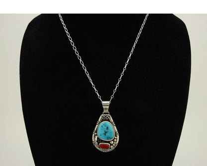 Navajo Necklace 925 Silver Spiderweb Turquoise Artist Signed Teepee on Hill C80s