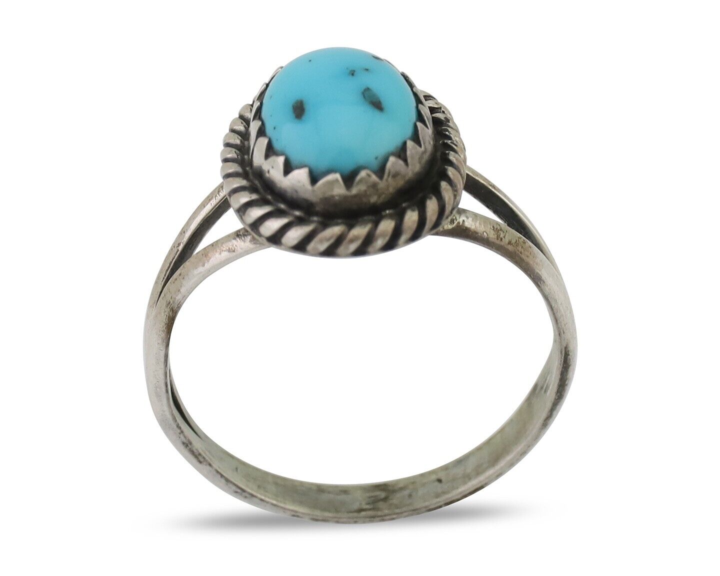 Navajo Ring 925 Silver Kingman Turquoise Native American Artist C.80's