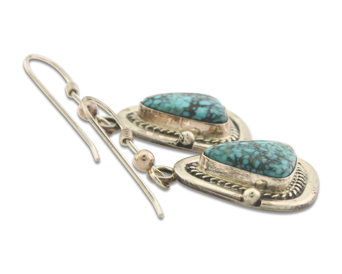 Navajo Earrings 925 Silver Natural Turquoise Native American Artist C.80's