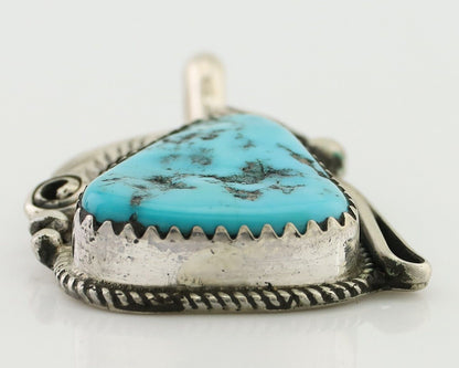 Navajo Pendant 925 Silver Sleeping B Turquoise Signed Justin Morris C.80's