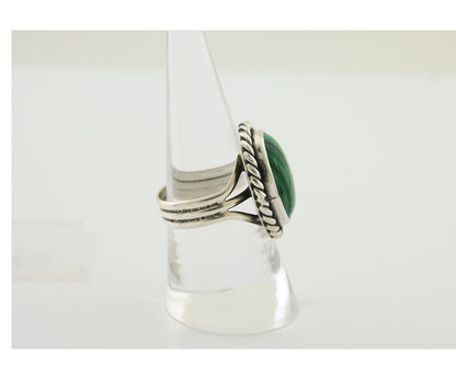 Navajo Ring 925 Silver Natural Malachite Native American Artist C.80's