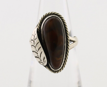 Navajo Handmade Ring 925 Silver Natural Fire Opal Native Artist Size 5.25 C.80's
