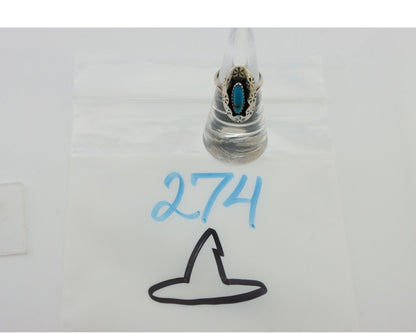 Navajo Ring 925 Silver Natural Blue Turquoise Native American Artist C.80's