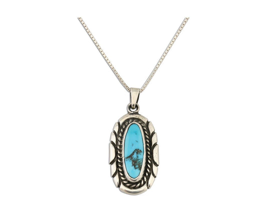 Navajo Necklace Pendant 925 Silver Turquoise Signed M Montoya C.80's