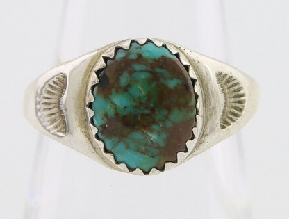 Navajo Ring 925 Silver Natural Blue Turquoise Native American Artist C.80's