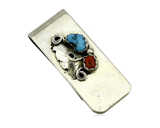 Navajo Money Clip .925 Silver & Nickle Sleeping Beauty Turquoise Artist Native