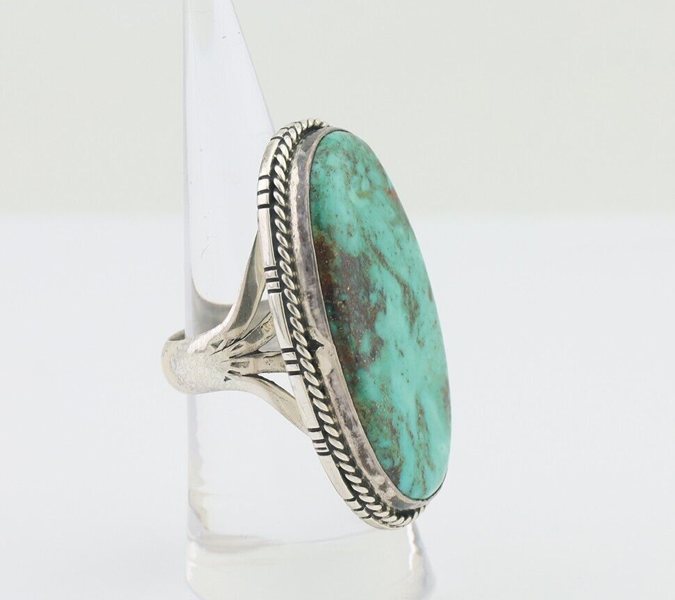 Navajo Ring 925 Silver Spiderweb Turquoise Native American Artist C.80's