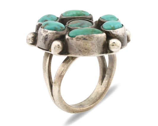 Navajo Ring .925 Silver Blue Turquoise Native American Artist C.1980's