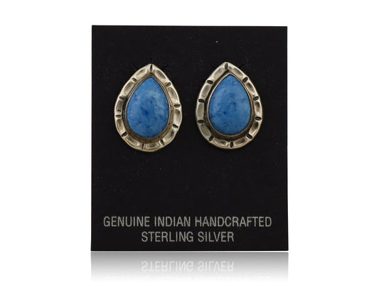 Navajo Earrings 925 Silver Natural Blue Lapis Native American Artist C.80's