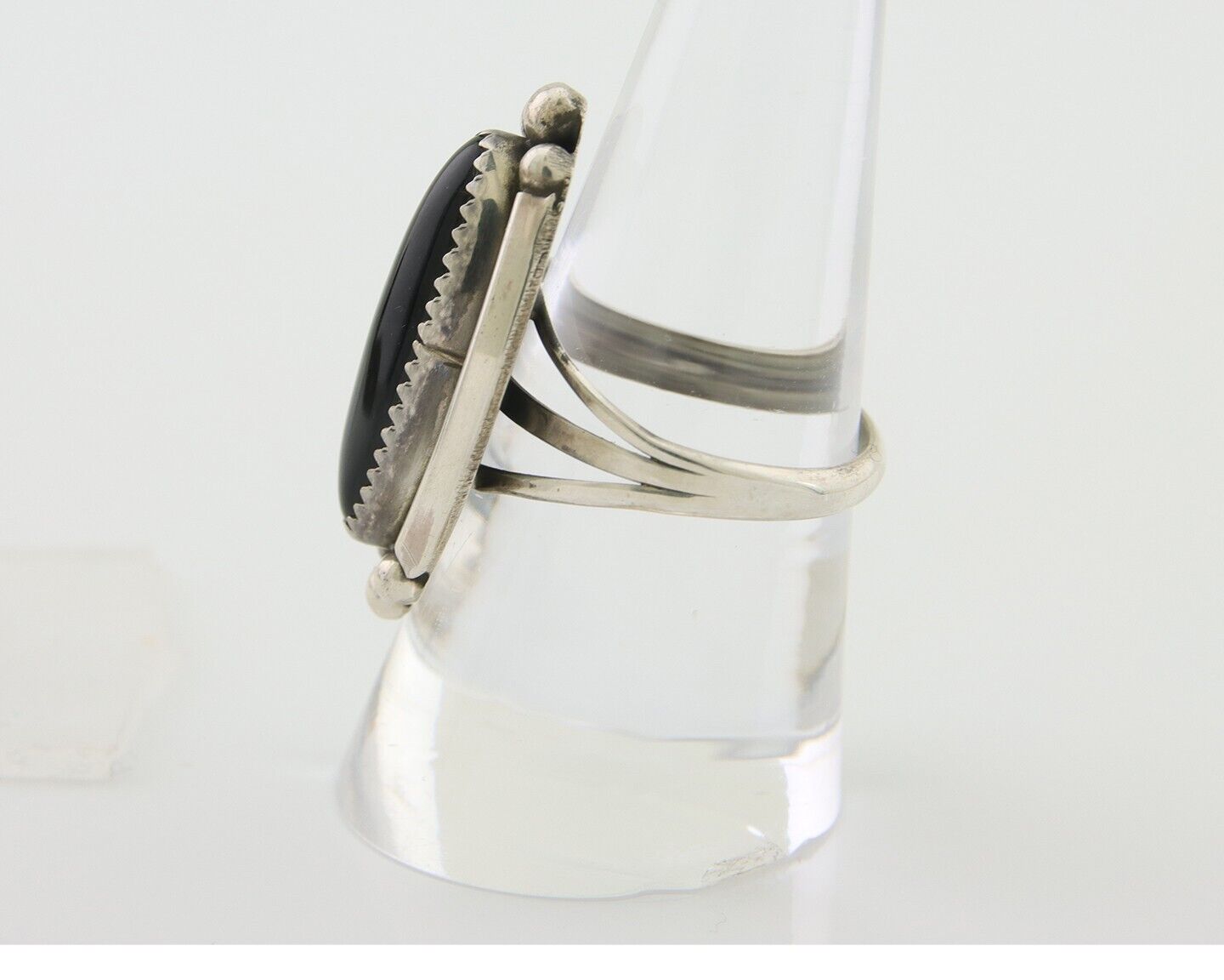 Navajo Handmade Ring 925 Silver Black Onyx Artist Signed SC C.80's