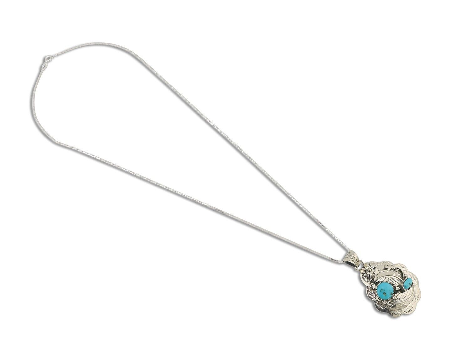 Navajo Necklace 925 Silver Turquoise Native Artist Signed Wilbert Benally C.80s