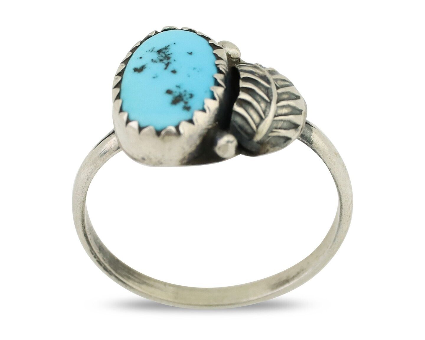 Navajo Ring 925 Silver Sleeping Beauty Turquoise Native American Artist C.80's