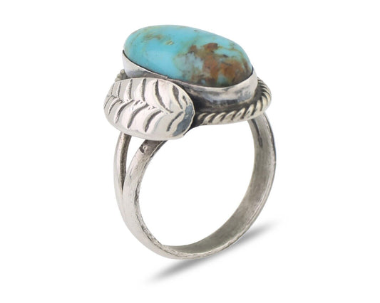 Navajo Ring 925 Silver Blue Gem Turquoise Native American Artist C.80's