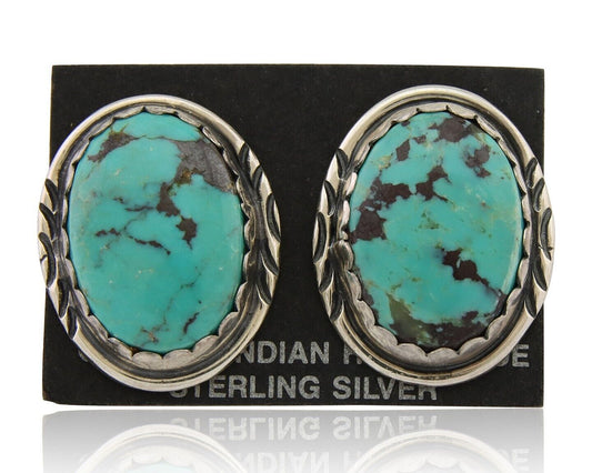 Navajo Earrings 925 Silver Natural Blue Native American Artist C.80's