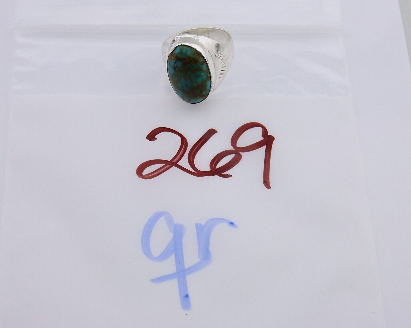 Navajo Handmade Ring 925 Silver Natural Mined Turquoise Artist C.80's