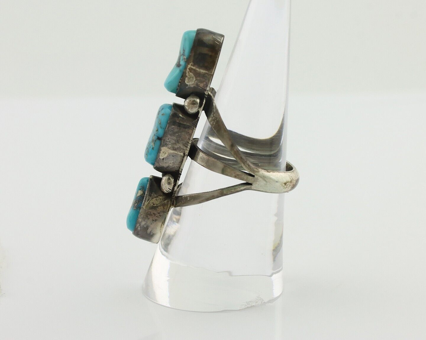 Navajo Ring 925 Silver Natural Blue Turquoise Native American Artist C.80's