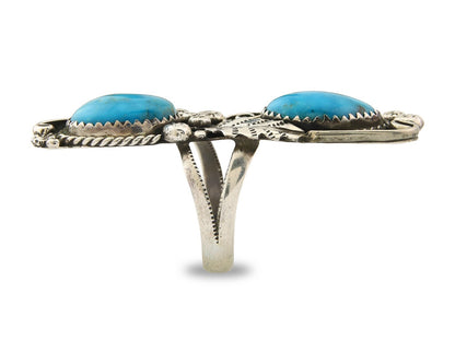 Navajo Ring 925 Sterling Turquoise Native American Artist C.80's Size 7.75