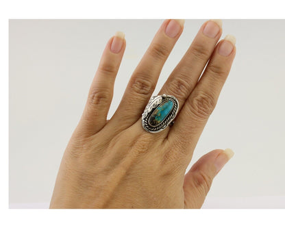 Navajo Handmade Ring 925 Silver Natural Turquoise Signed Jason Livingston C.80's