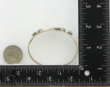 Navajo Cuff Bracelet Sterling Silver Turquoise Vintage Signed EG