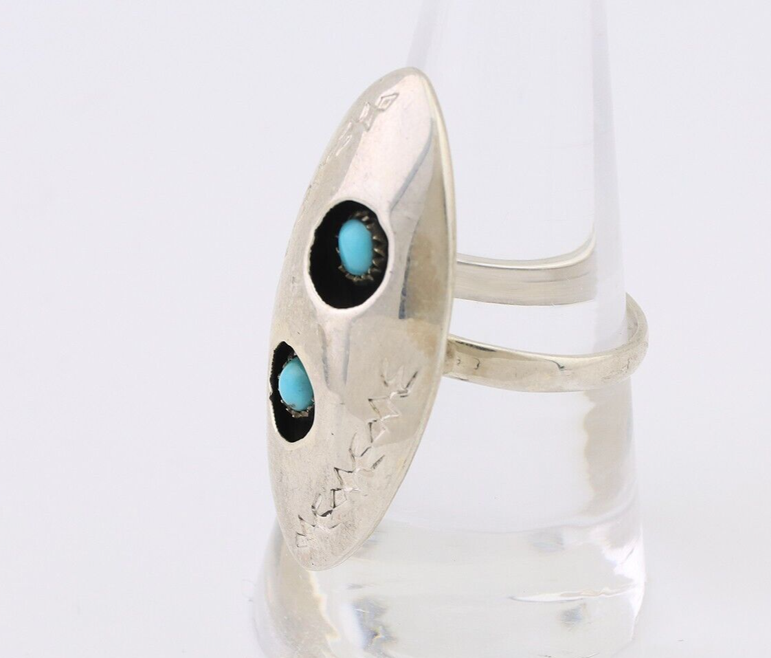 Navajo Ring 925 Silver Natural Blue Turquoise Native American Artist C.80's
