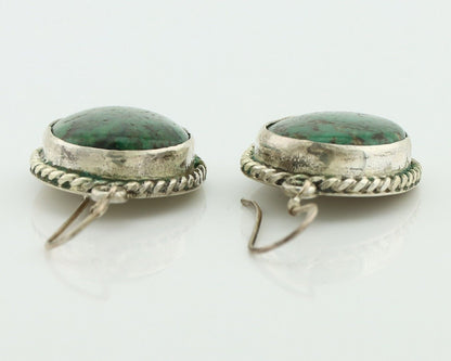 Navajo Earrings 925 Silver Natural Green Turquoise Native Artist C.80's