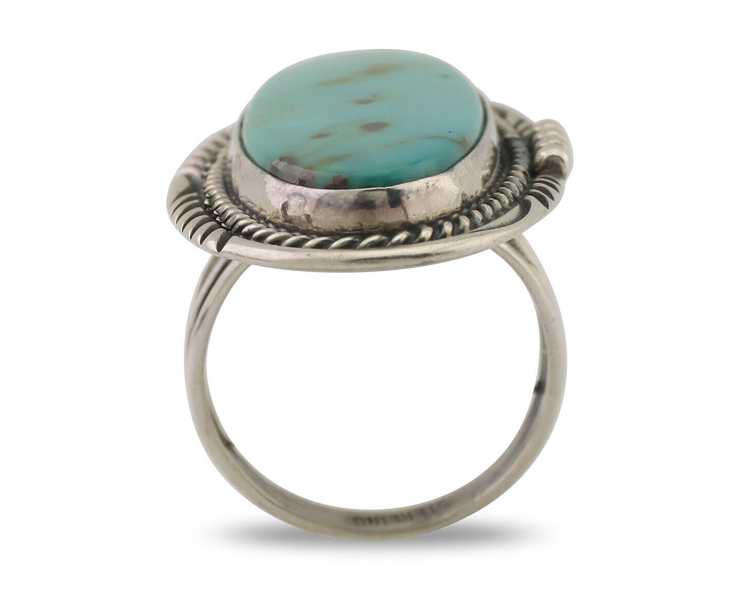 Navajo Ring 925 Silver Natural Turquoise Artist Signed William Denetdale C.80's