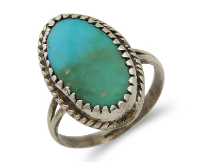 Navajo Ring 925 Sterling Silver Natural Turquoise Native American Artist C.80's