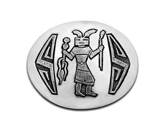 VTG Navajo Signed Bernice Bonney Rain Dancer .925 Silver Belt Buckle