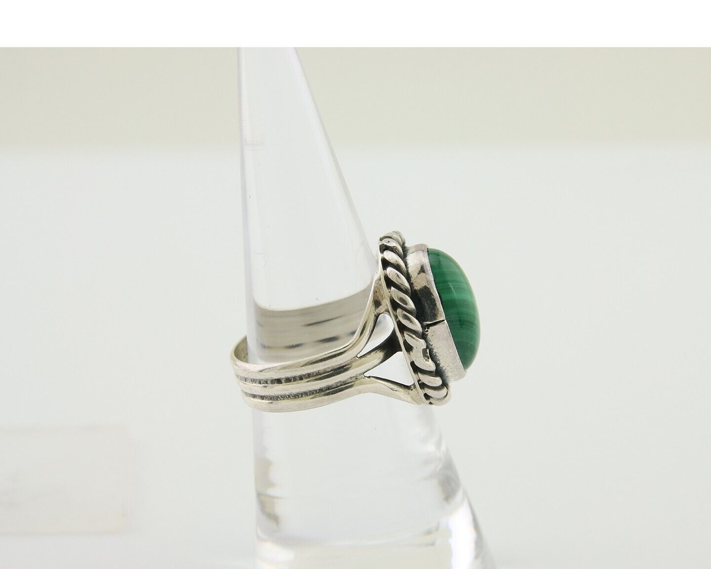 Navajo Ring 925 Silver Natural Malachite Native American Artist C.80's