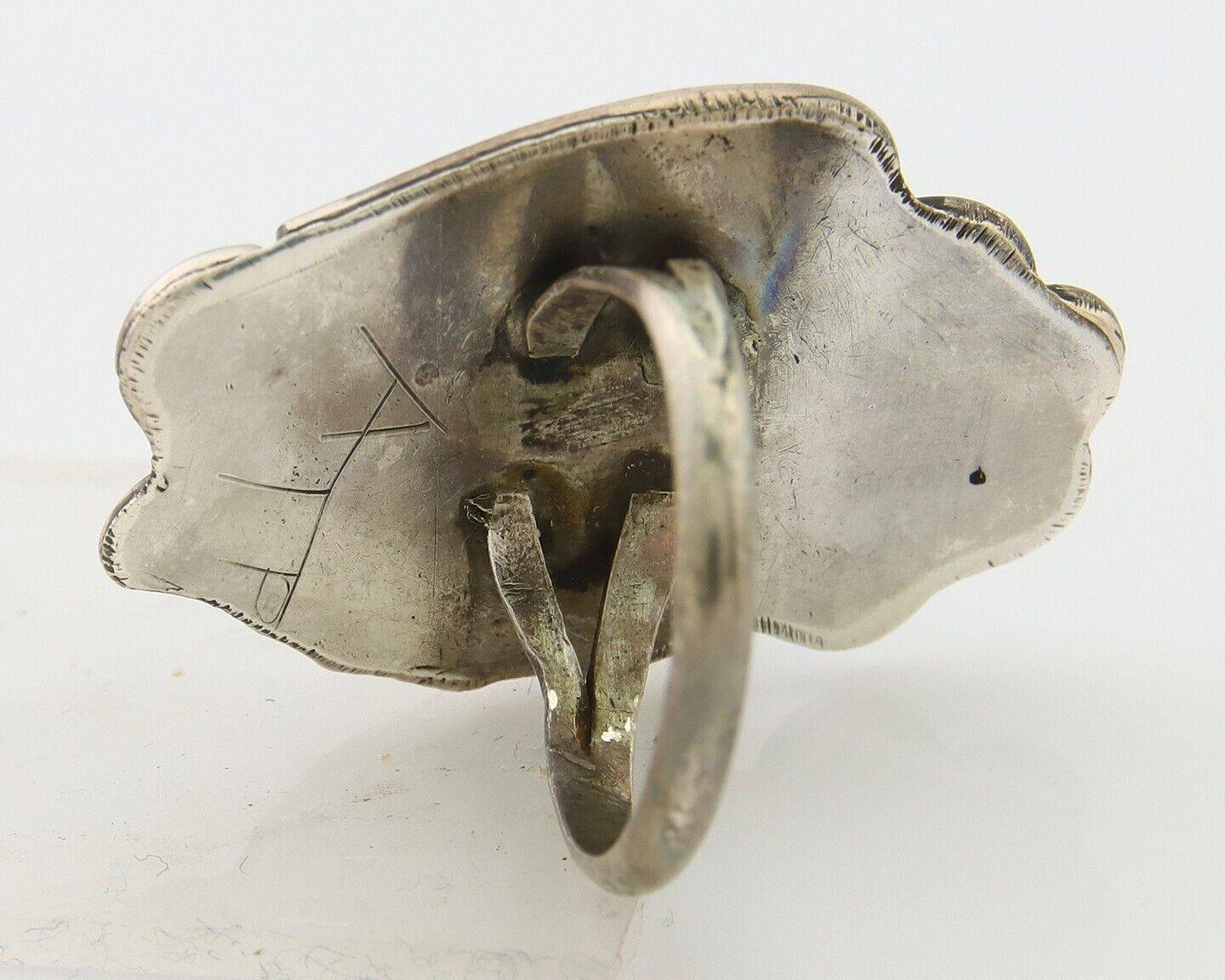 Navajo Ring 925 Sterling Blue Turquoise Native American Artist C.80's