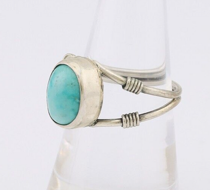 Navajo Ring 925 Silver Natural Blue Turquoise Native American Artist C.80's