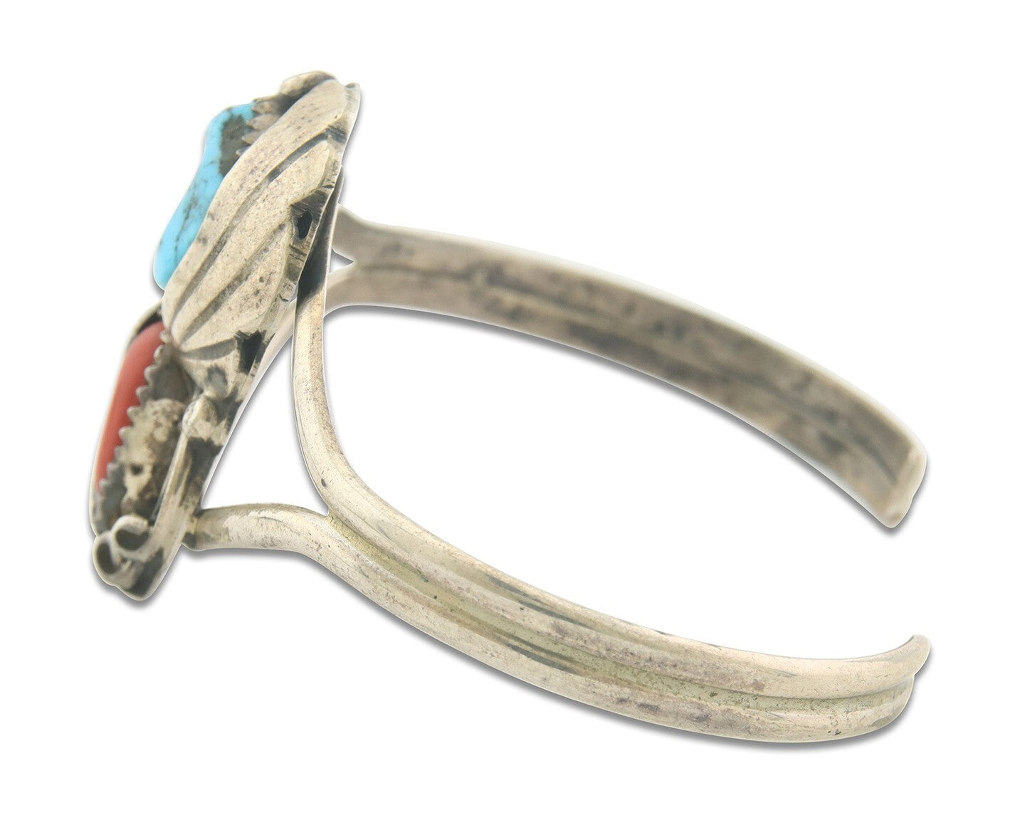 Vintage Navajo Bracelet 925 Silver Handmade Authentic Gemstone Signed SC