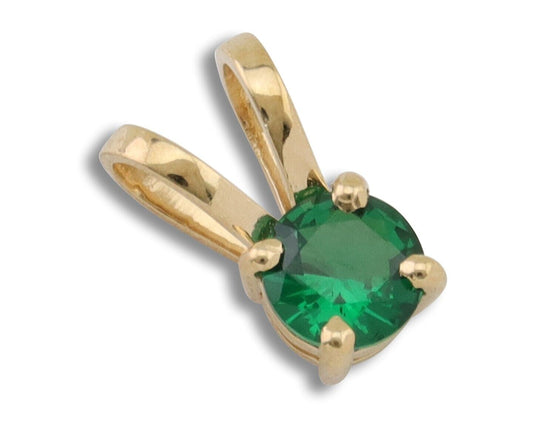 May Birthstone Pendant Set in 14k Solid Yellow Gold