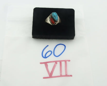 Vintage Navajo Ring 925 Sterling Silver Natural Gemstone Authentic Size 8.25