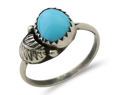 Navajo Ring 925 Silver Sleeping Beauty Turquoise Native American Artist C.80's