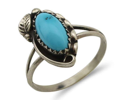 Navajo Ring 925 Silver Sleeping Beauty Turquoise Signed SkyStone Creations C80s