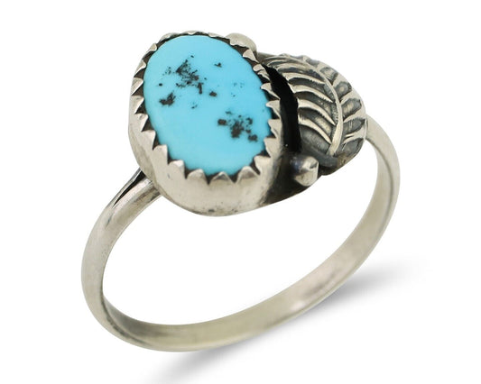 Navajo Ring 925 Silver Sleeping Beauty Turquoise Native American Artist C.80's